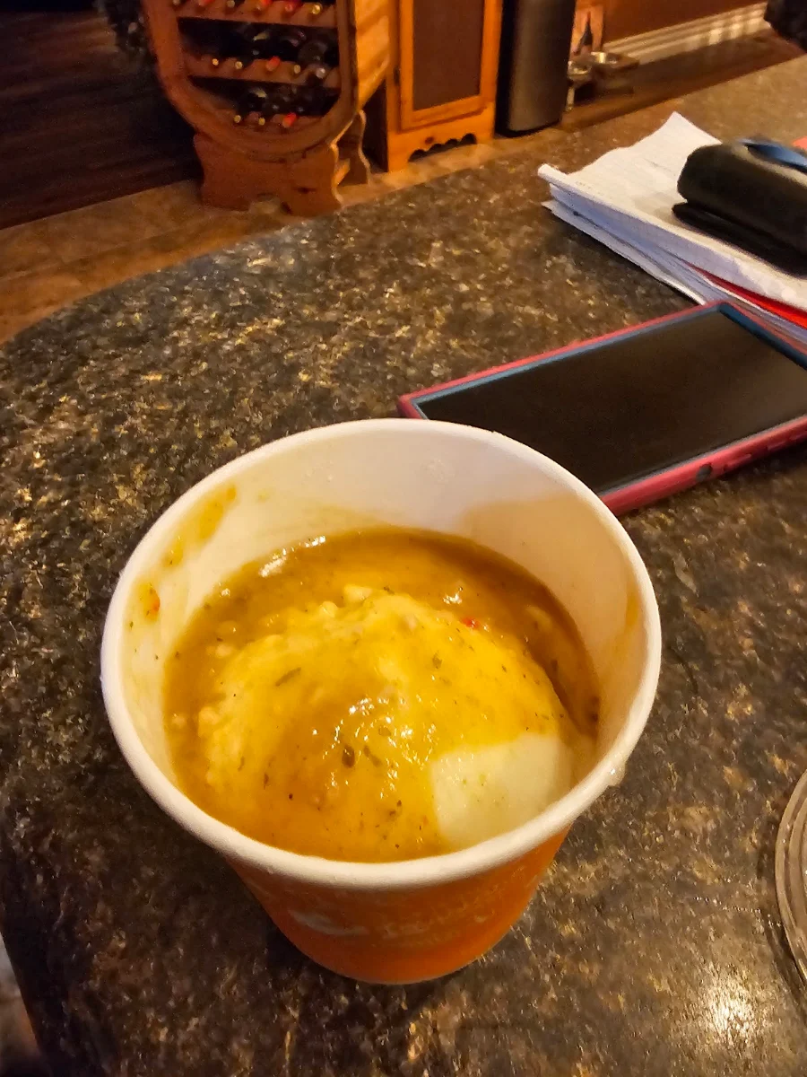 Mashed Potatoes and Gravy lg 7 Only Half Full