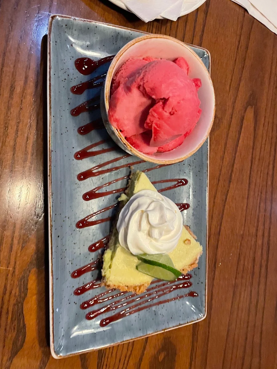 Key Lime Pie with Raspberry Sorbet