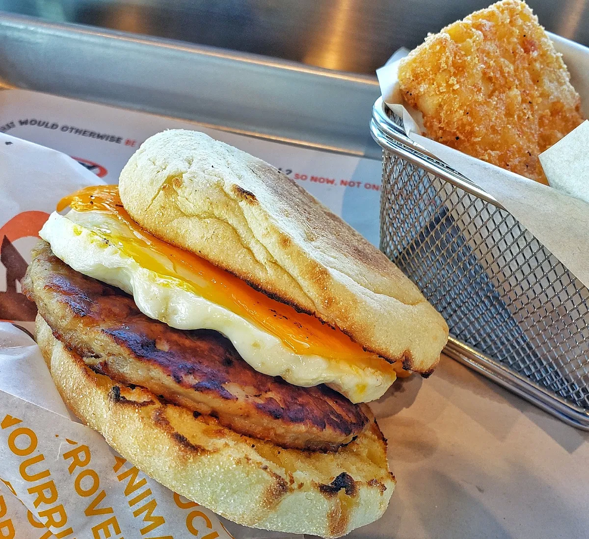 Sausage Egg and Cheese on English Muffin