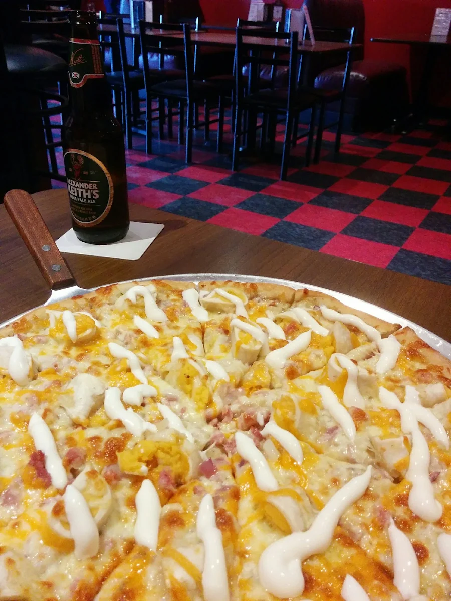 Chicken Bacon Ranch Pizza and Beer