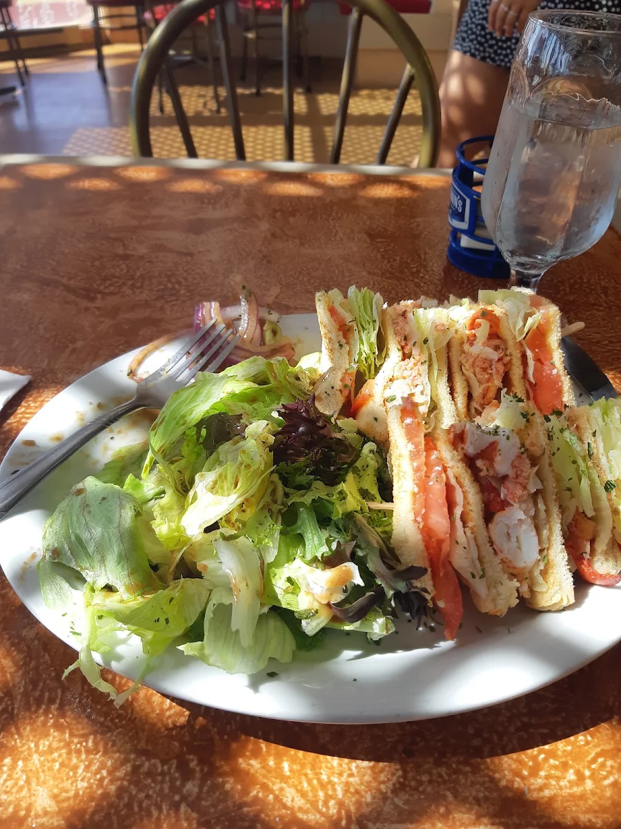 Lobster Club Sandwich and Salad
