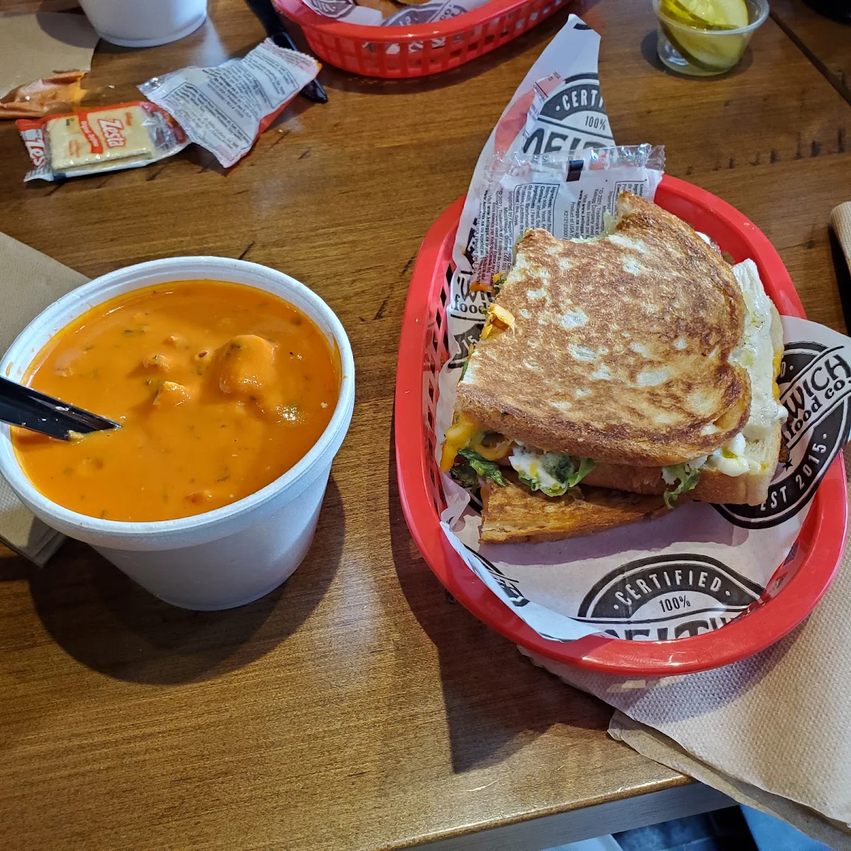 Tomato Bisque and Chicken Avocado Sandwich