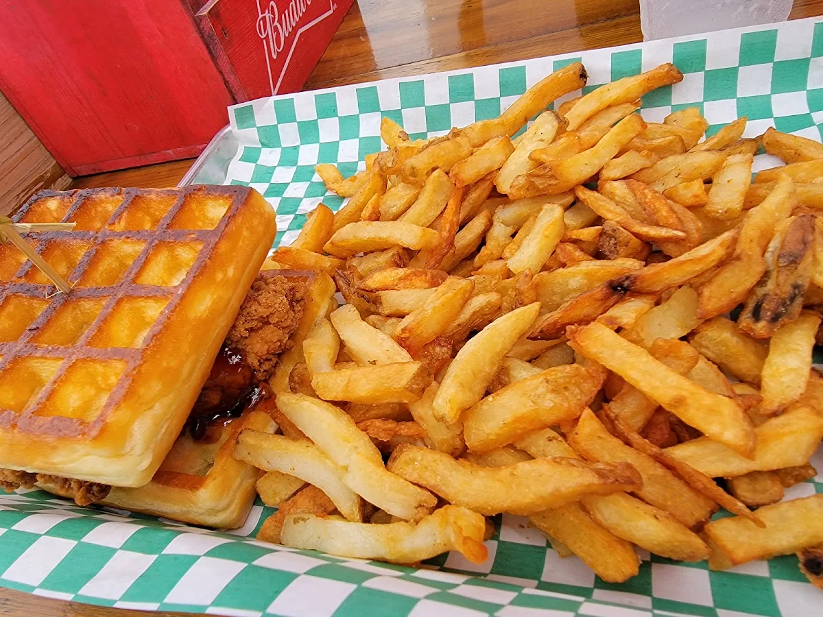 Spicy Chicken and Waffle Samdwich