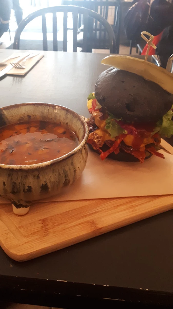 Burger with Soup of the Day