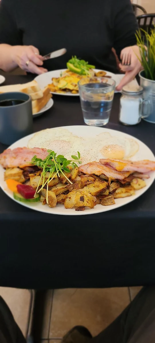 Peameal and Eggs with Home Fries and Roast