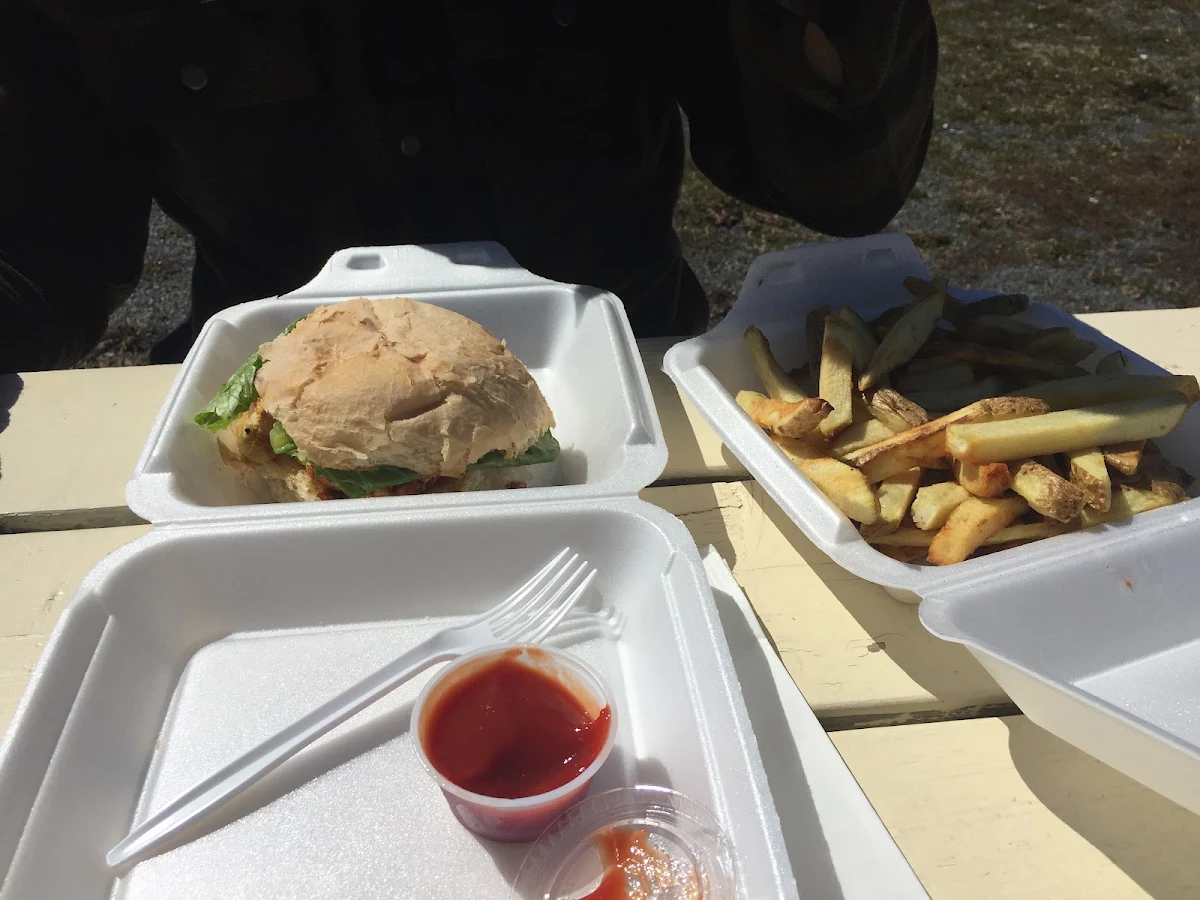 BBQ Chicken Sandwich and Fries