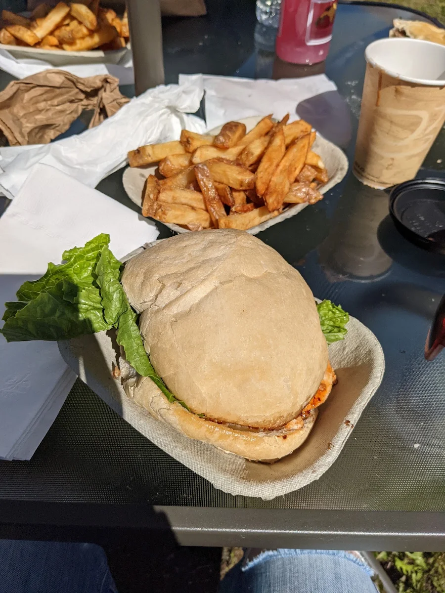 French Fries and Grilled Chicken on a Housemade Bun
