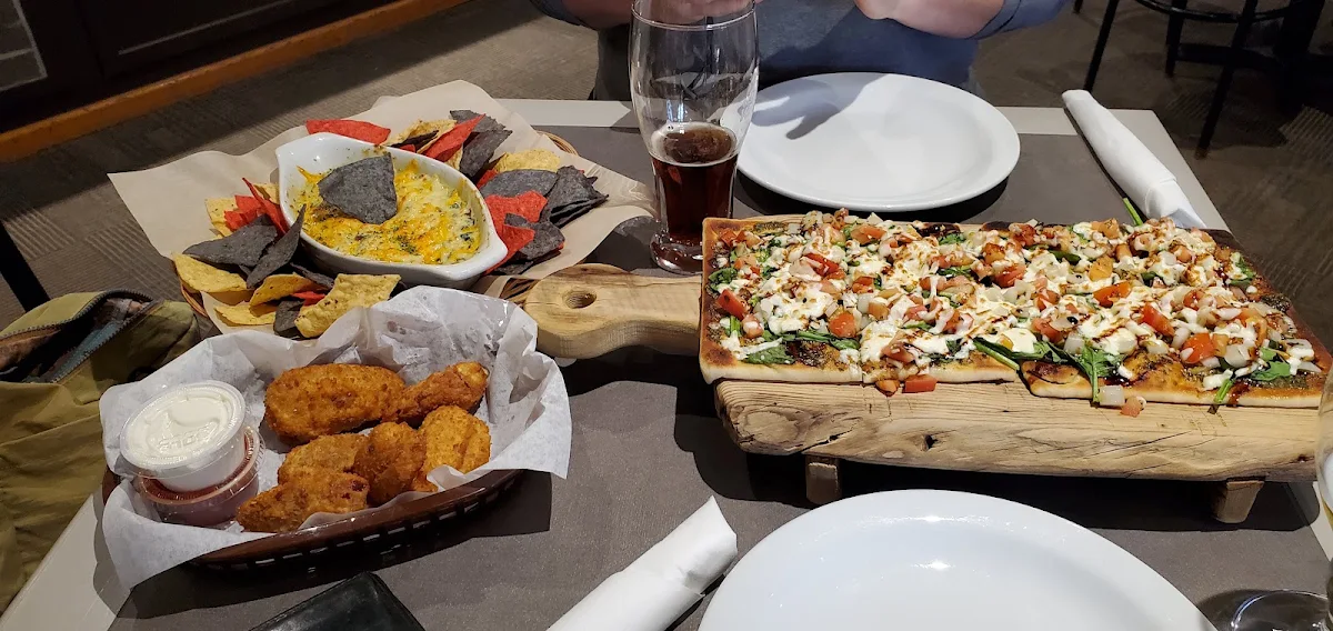 Spinach and Artichoke Dip Mediterranean Flatbread and Red Pee