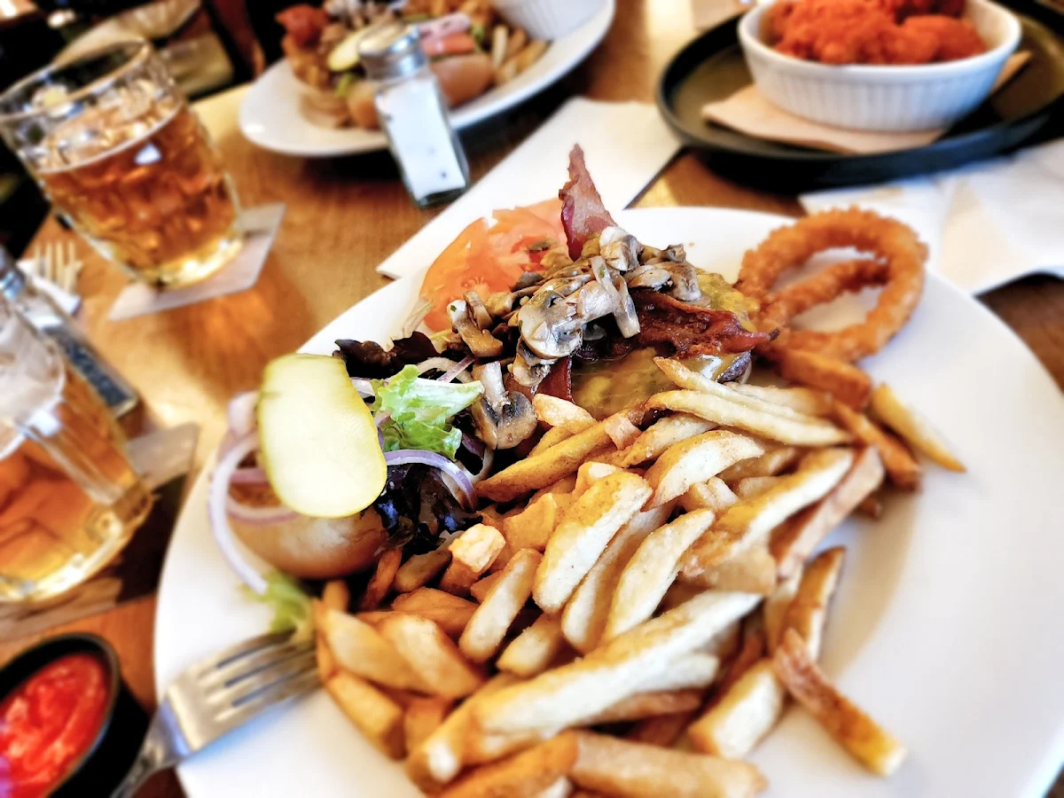 Bacon Cheddar Burger and Fries