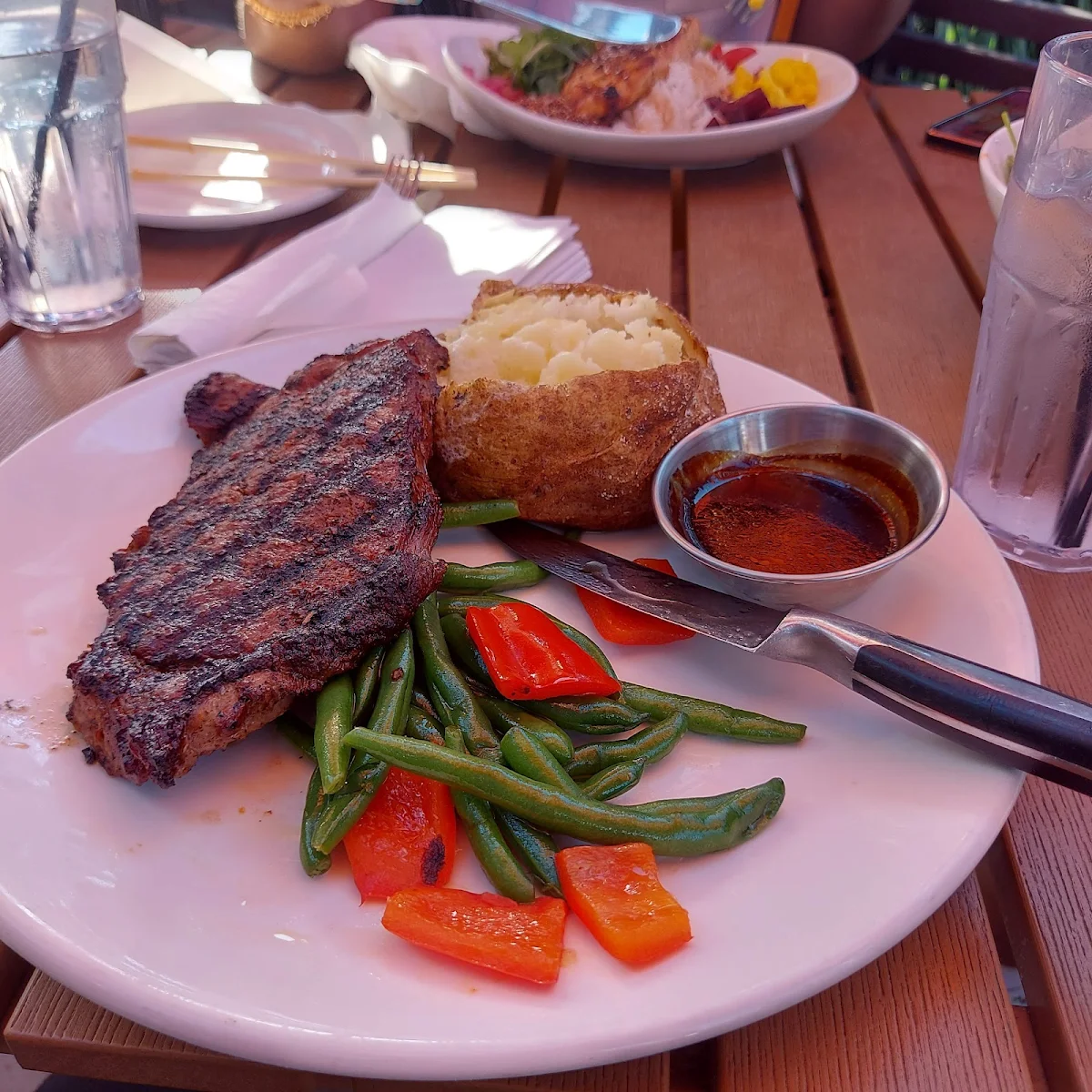 Steak with Baked Potato and Green Beans