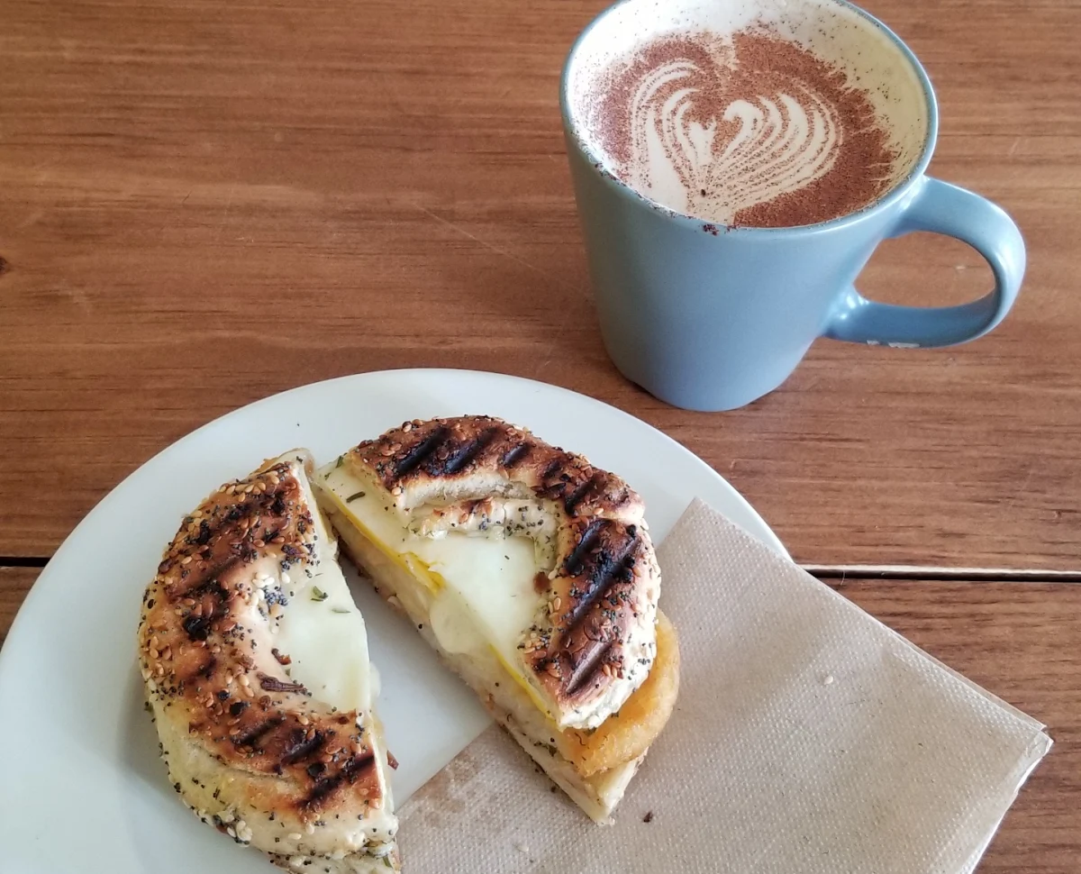 Breakfast Sandwich with Chai Latte