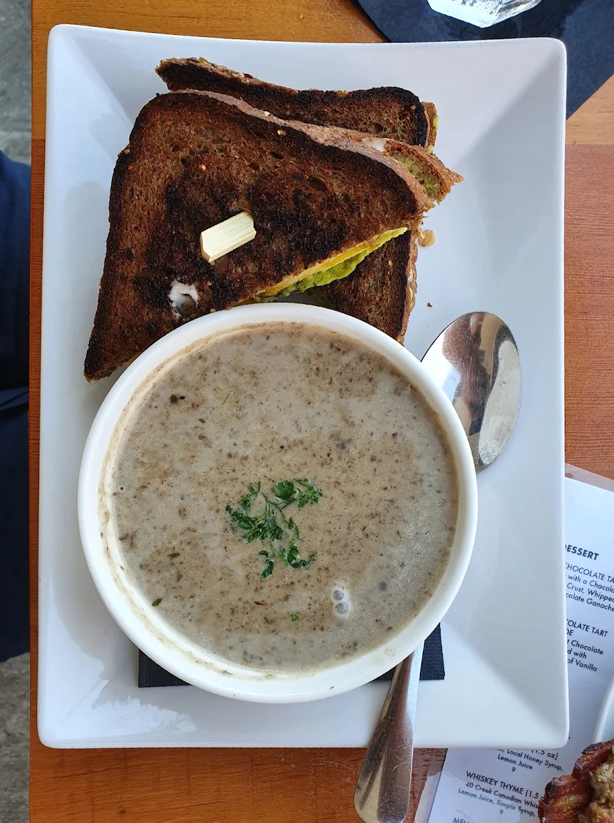 Grilled Vegan Avocado Sandwich with Creamy Mushroom Soup
