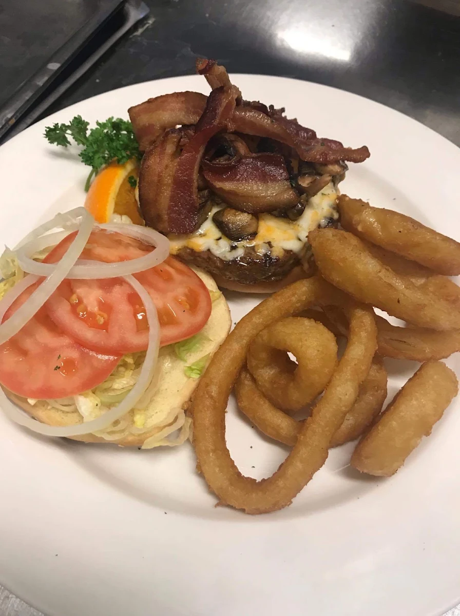 Prime Rib Burger with Sauteed Onion & Mushrooms