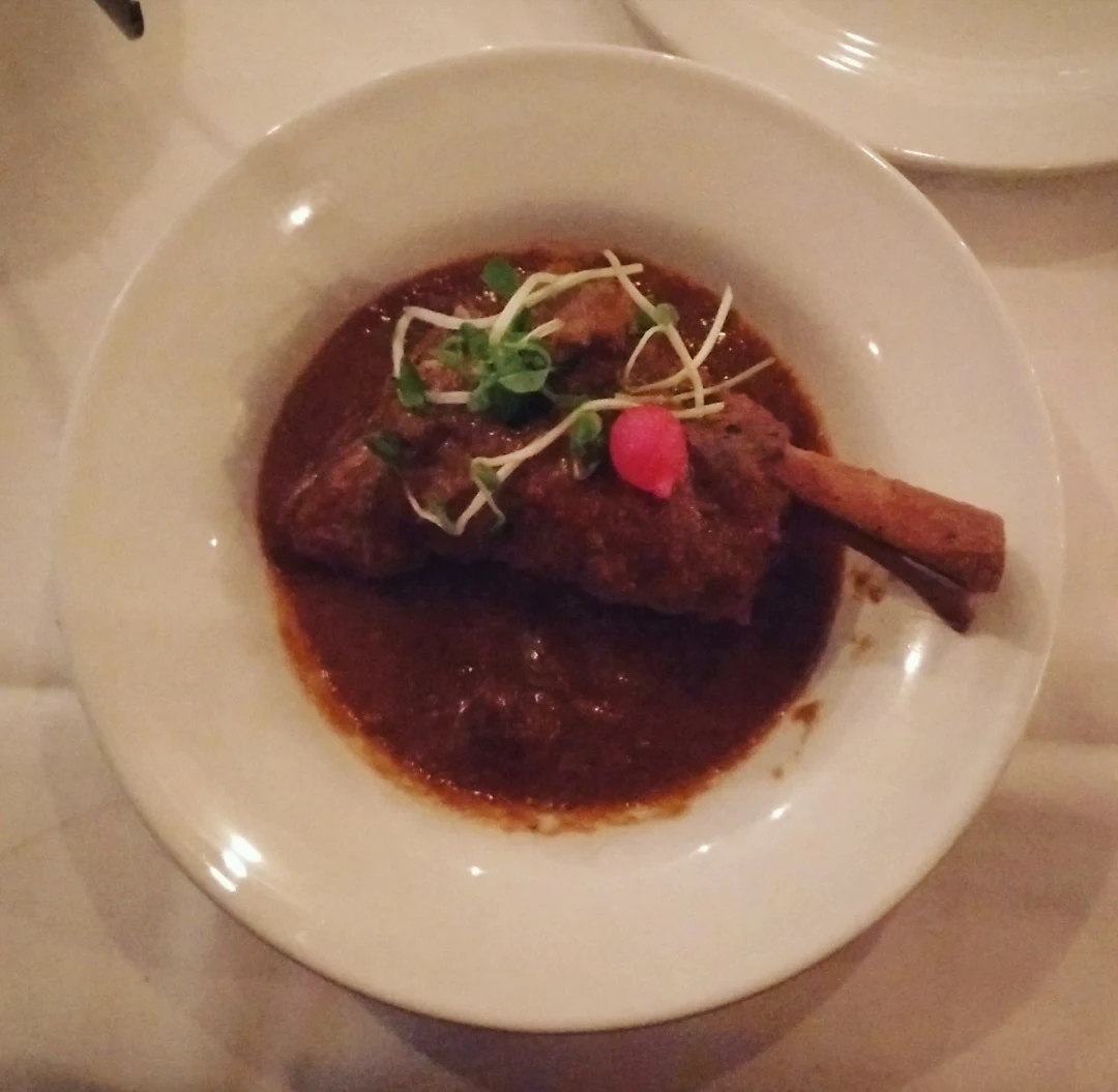 Lamb Shank with Saffron and Rosewater Sauce