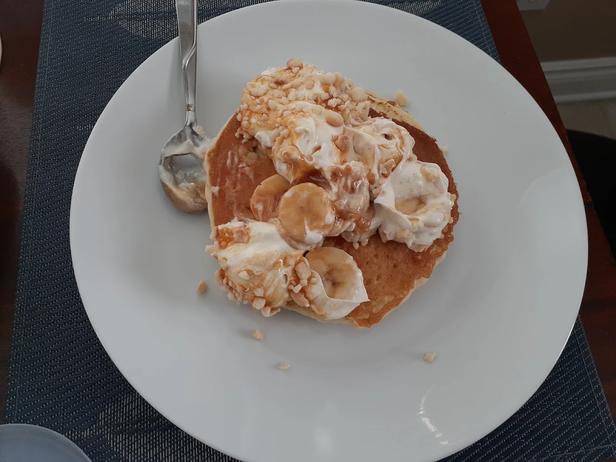 Salted Caramel and Banana Cream Pancake Breakfast