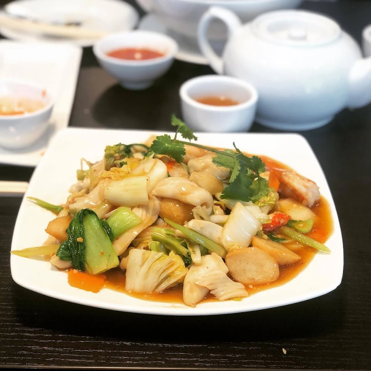 Seafood Stir Fry Vegetables with Steamed Rice