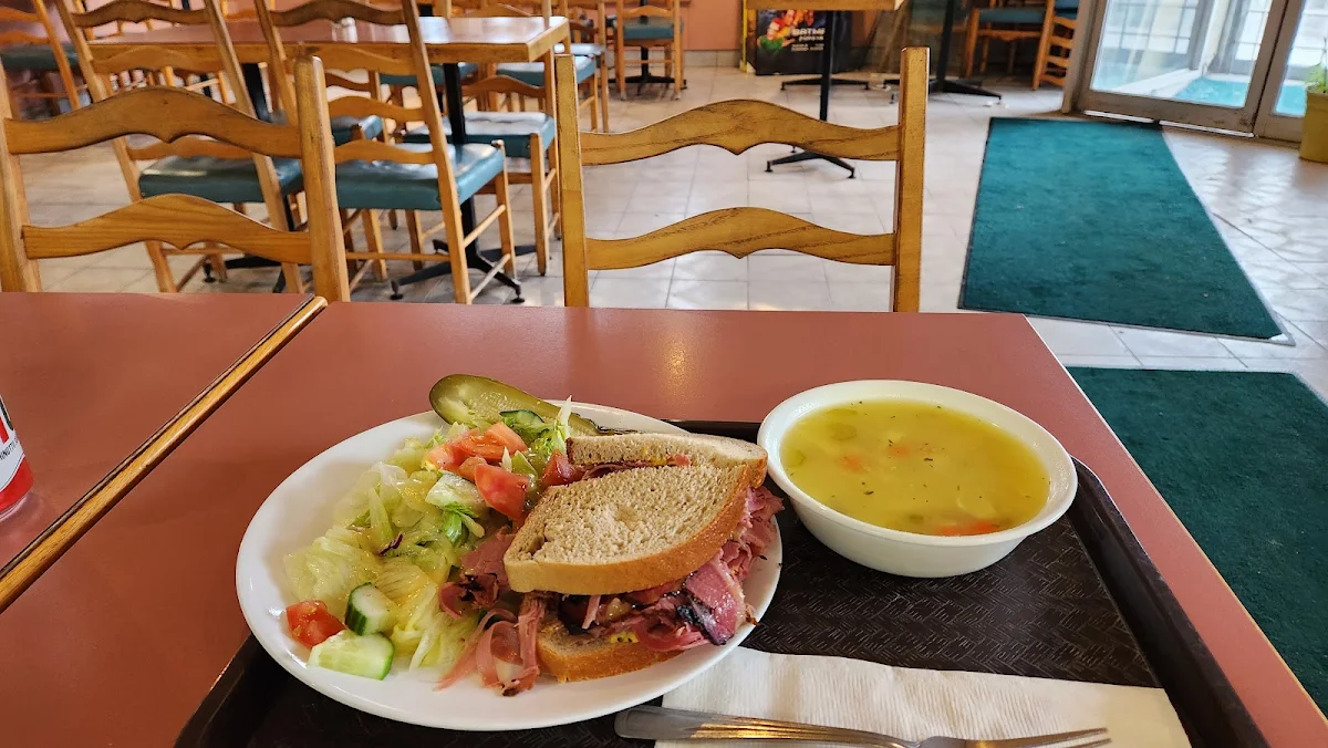 Corn Beef on Rye and Chicken Noodle Soup and Salad Recommended