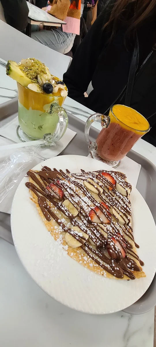 Fruity Sunrise Nutella Crepe Mangocado Smoothie