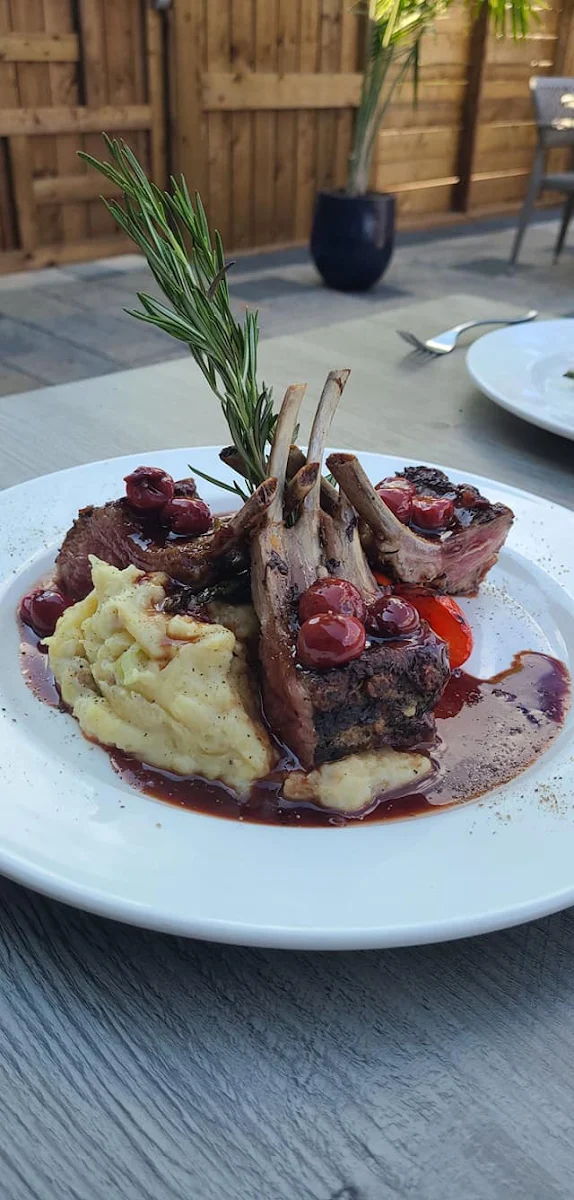 Lamb Chops with Cherry Glaze and Mashed Potatoes