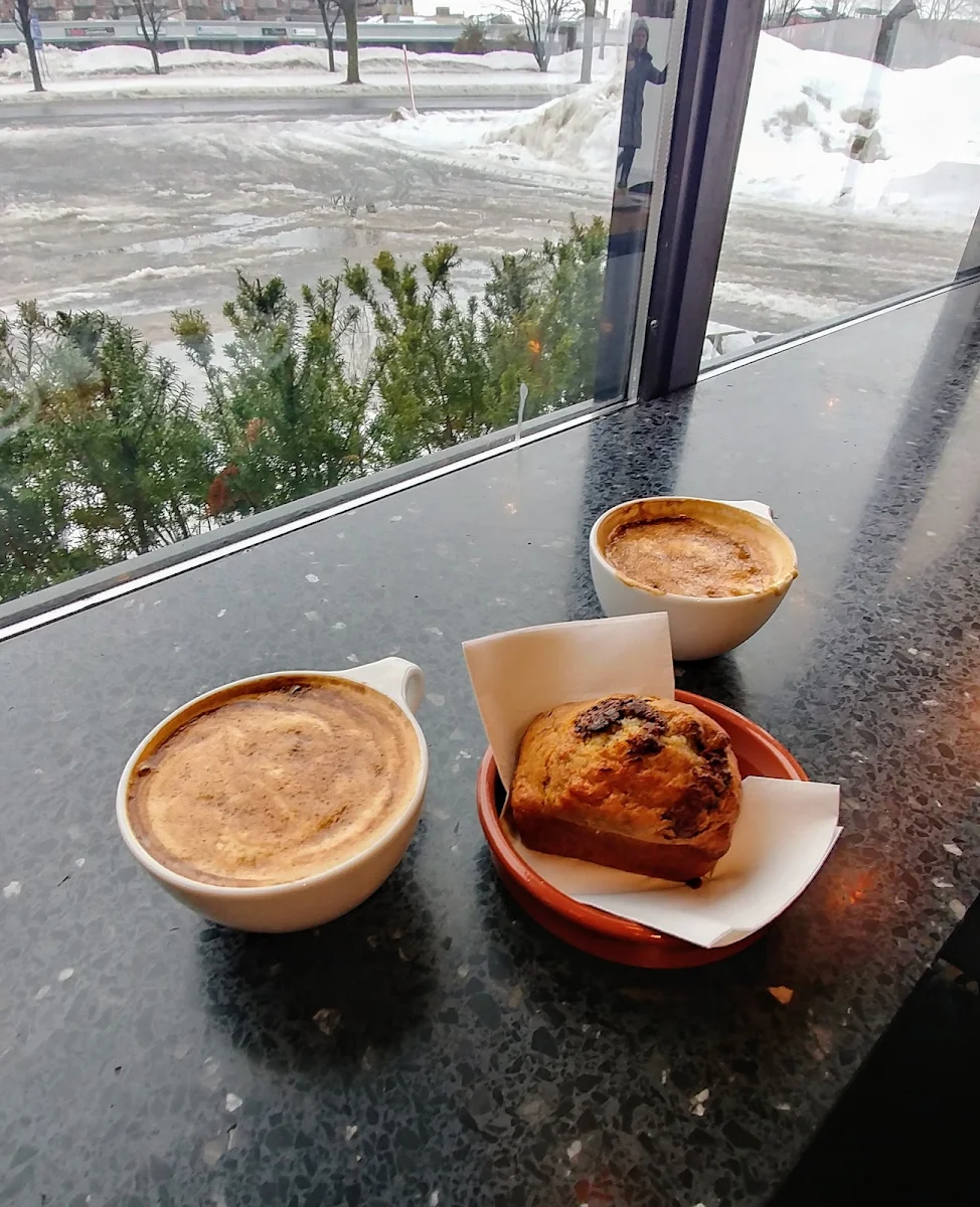 Café Latte Et Pain Choco Banane