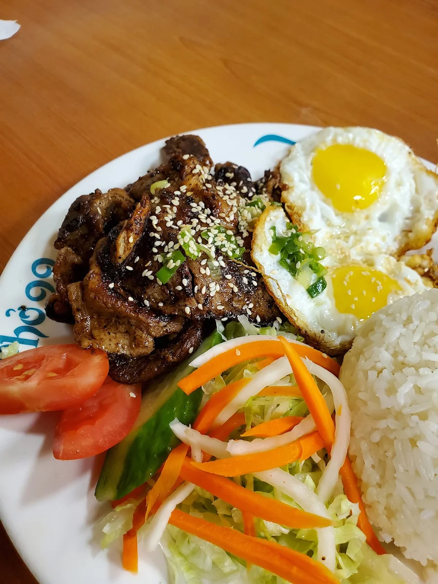 Two Sunny-Side-Up with Grilled Lemongrass Pork Chops