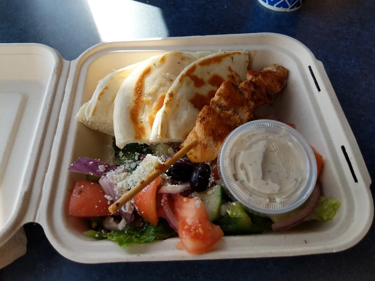 Chicken Souvlaki and Greek Salad