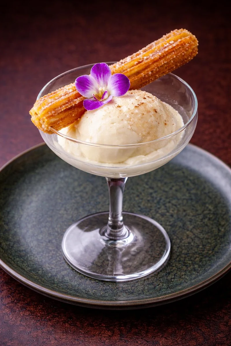 Tequila Gelato with Cinnamon Sugar Churro