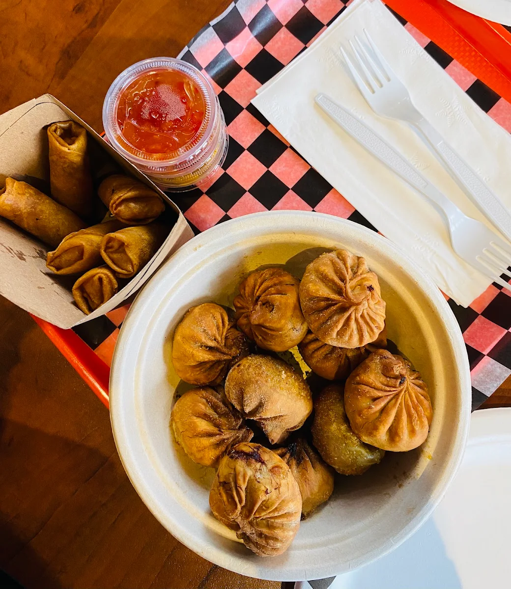Spring Rolls and Fried Chicken Momos
