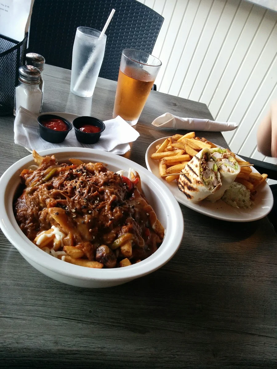 BBQ Beef Poutine and Chicken Club Wrap