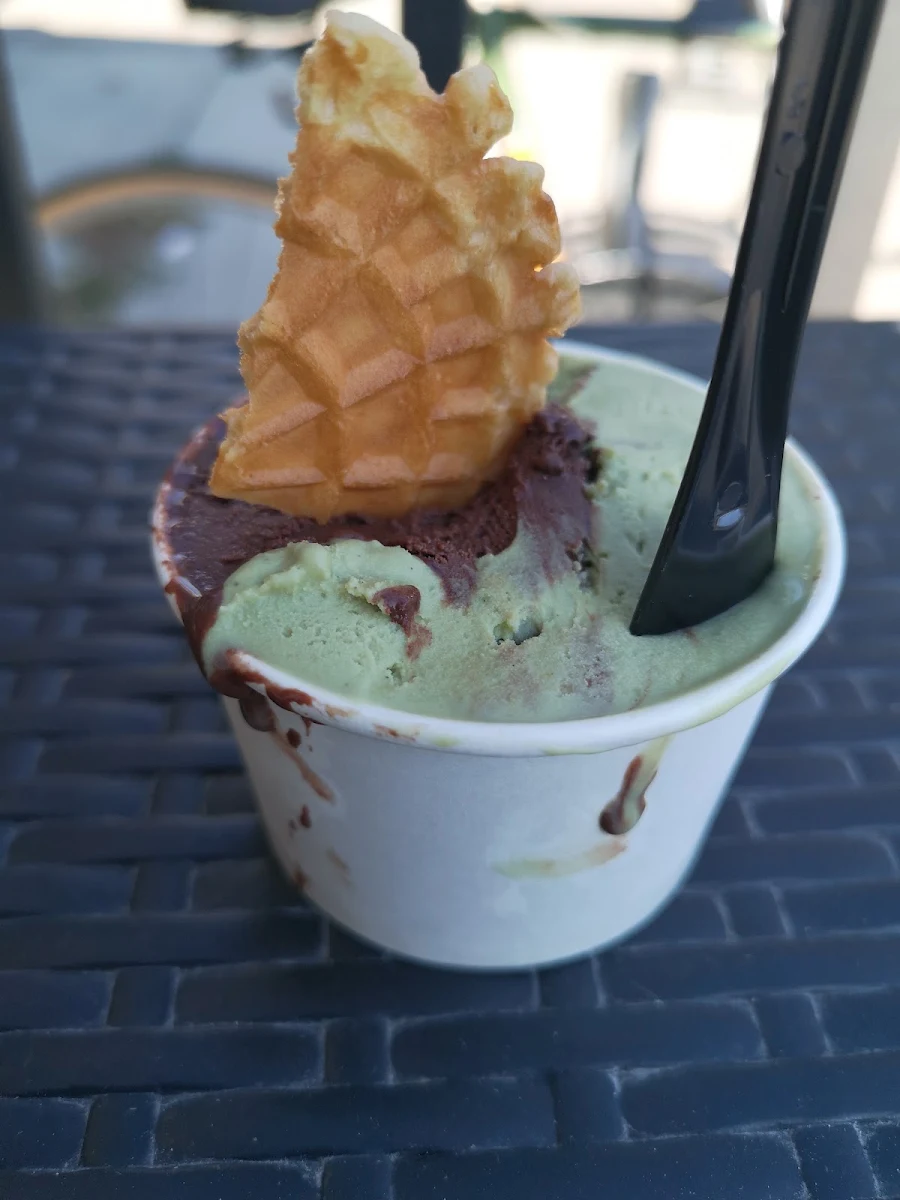 Small Cup with Pistachio and Chocolate Gelato