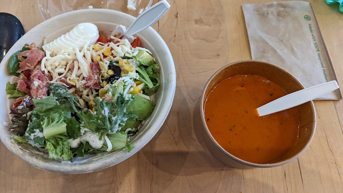 Cobb Salad and Fire Roasted Pepper Soup