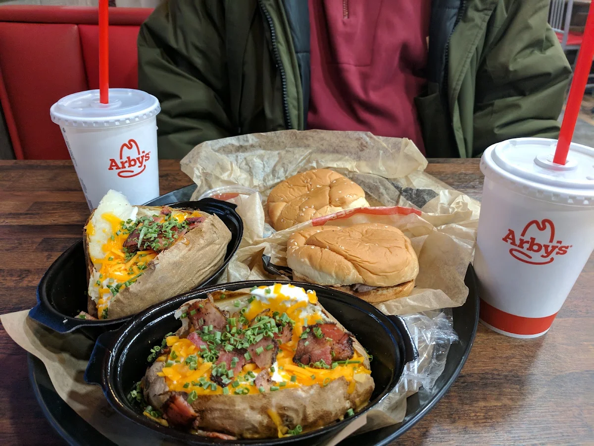 Beef and Cheddar Sandwiches with Loaded Baked Potatos