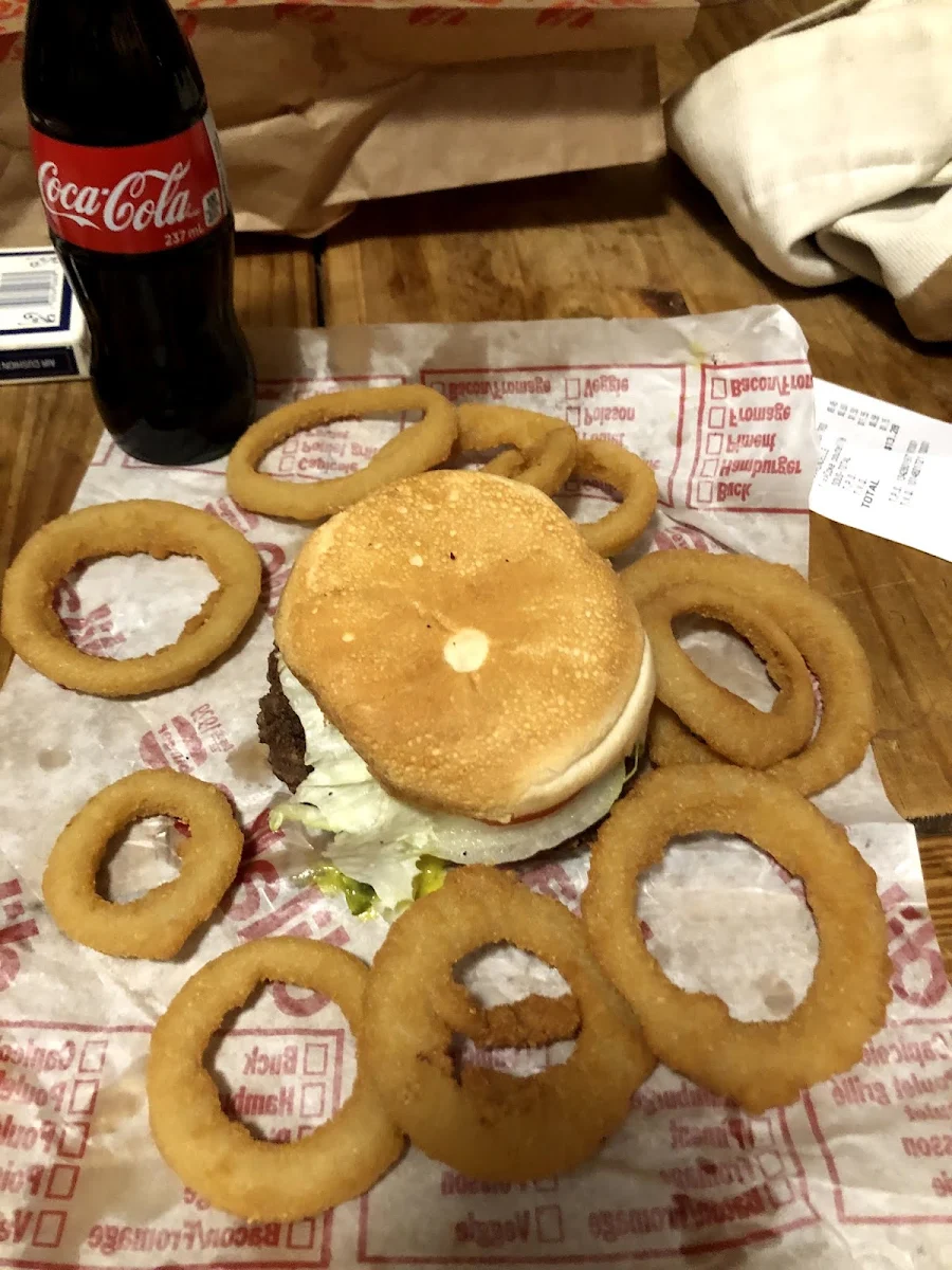 Burger and Onion Rings