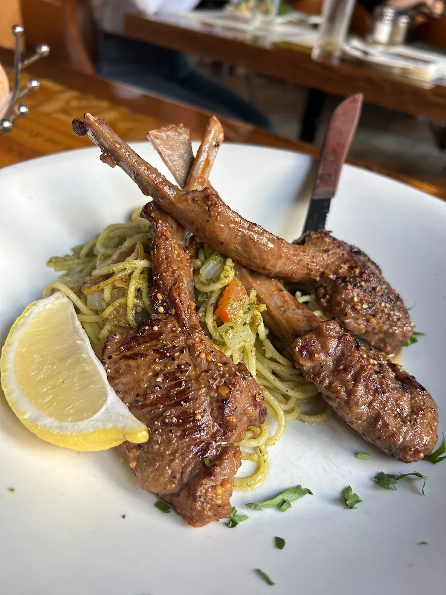 Lamb Chops with Pesto Spaghetti