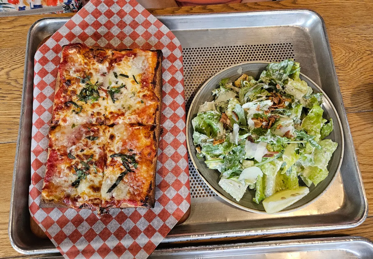 Margherita Pizza and Caesar Salad