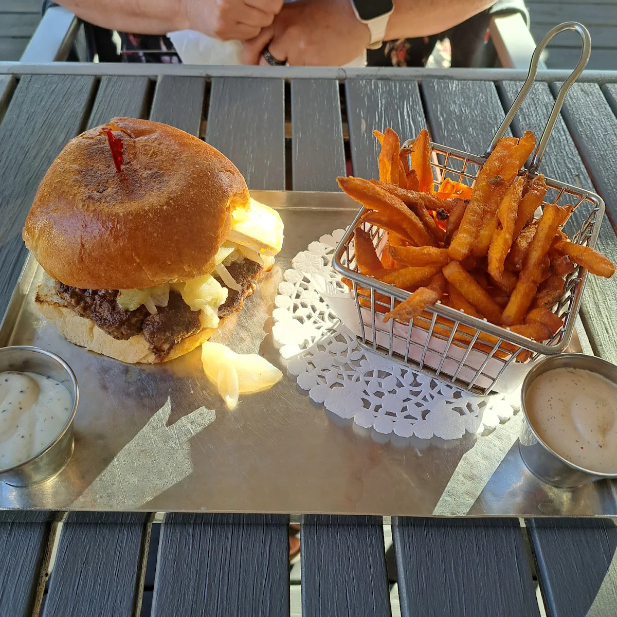 Burger and Sweet Potato Fries