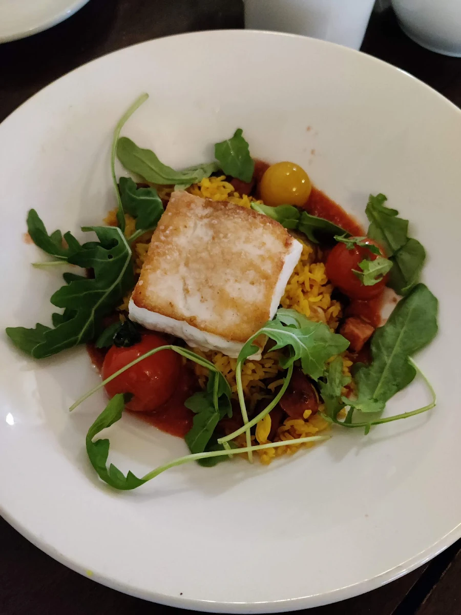 Halibut and Paella