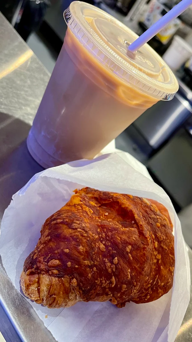 Iced Coffee and Cheese Croissant