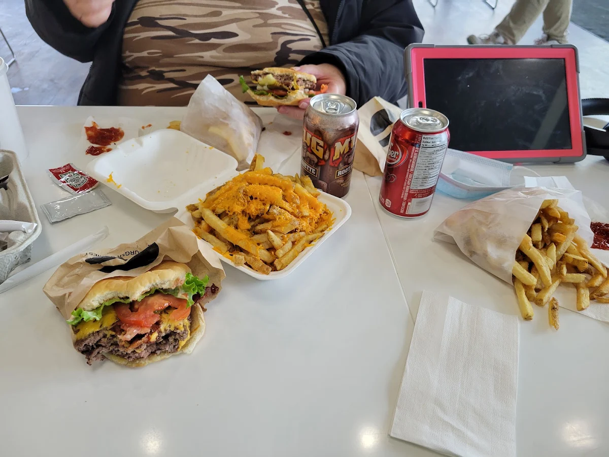 Double Bacon Cheeseburger and Cheese Fries