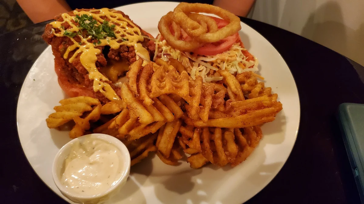 Crab Burger with Spicy Waffle Fries