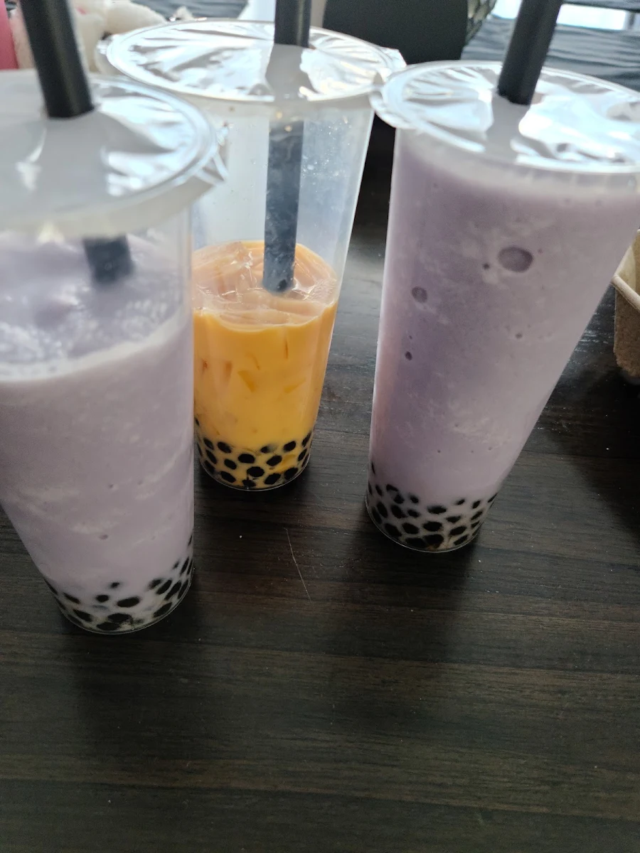 Taro Bubble Tea and Mango Bubble Tea
