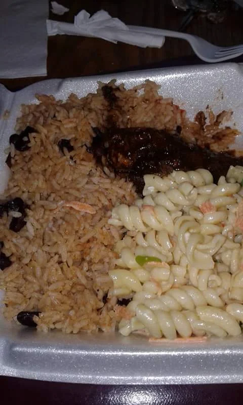 Jerk Chicken Rice and Peas and Macaroni Salad