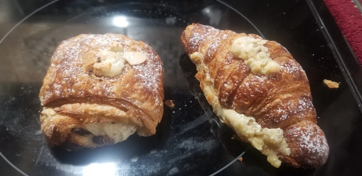 Chocolate Almond Croissant on Left Almond Croissant on Right