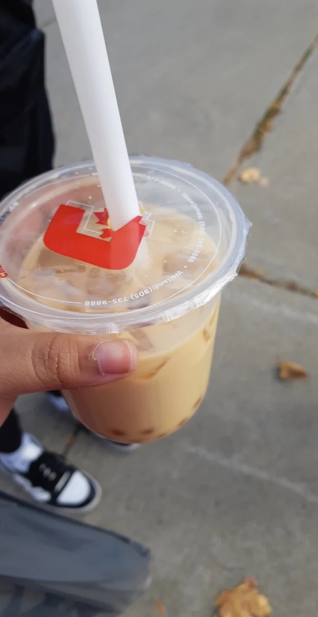 Mango Milk Tea with Mango Popping Pearls