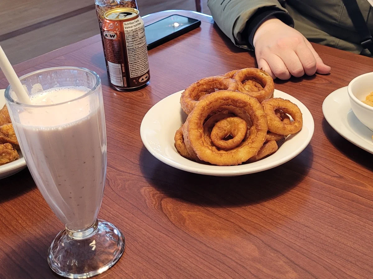 Onion Rings and a Strawberry Milkshake