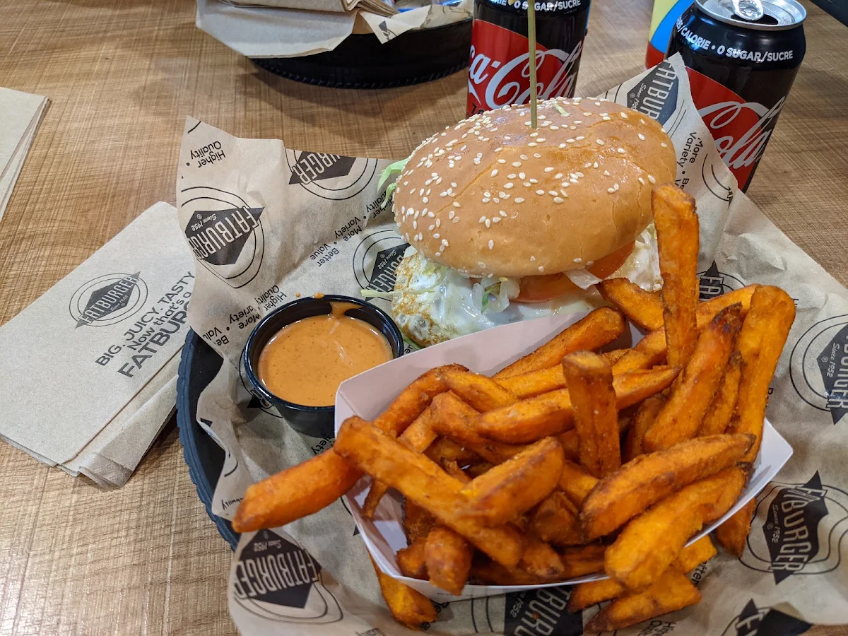 Bacon Cheeseburger with a Fried Egg and Yam Fries