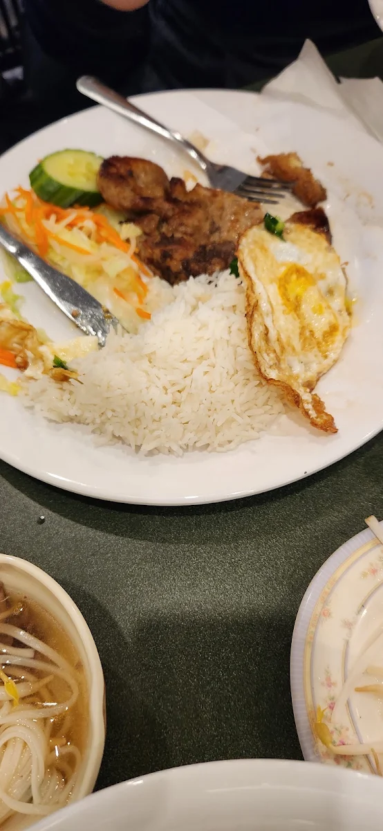 Grilled Beef Fried Egg and Steamed Egg with Steamed Rice