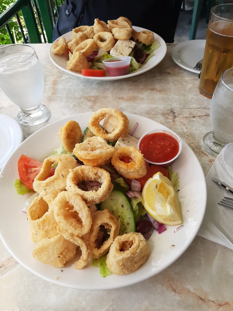 Greek Salad with Fried Calamari