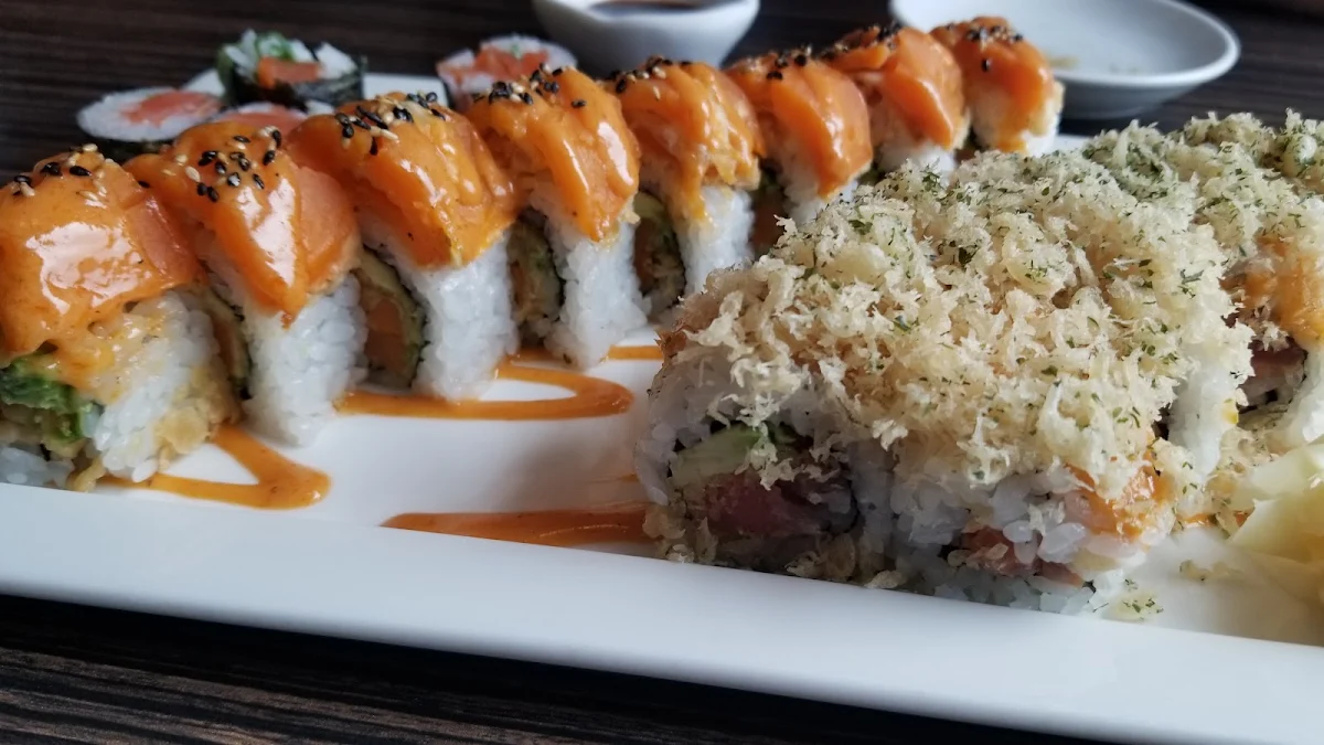 Kamikaze Roll Sweet Potato Frenzy Spicy Salmon Hand Roll Right to Left