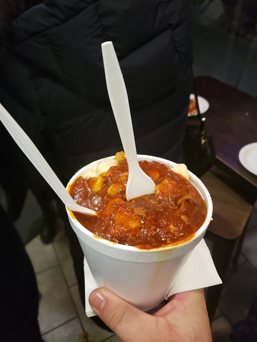 Onion Ring Poutine with Meat Sauce